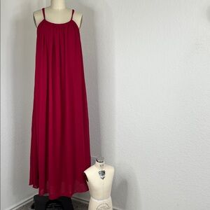 Shebird The Sofia Halter Bra Dress Midi Maxi w Pockets High Neck Tie Back Swing